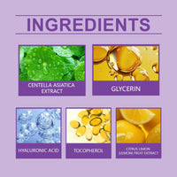 Thumbnail for List of skincare ingredients with corresponding images and names on a purple background