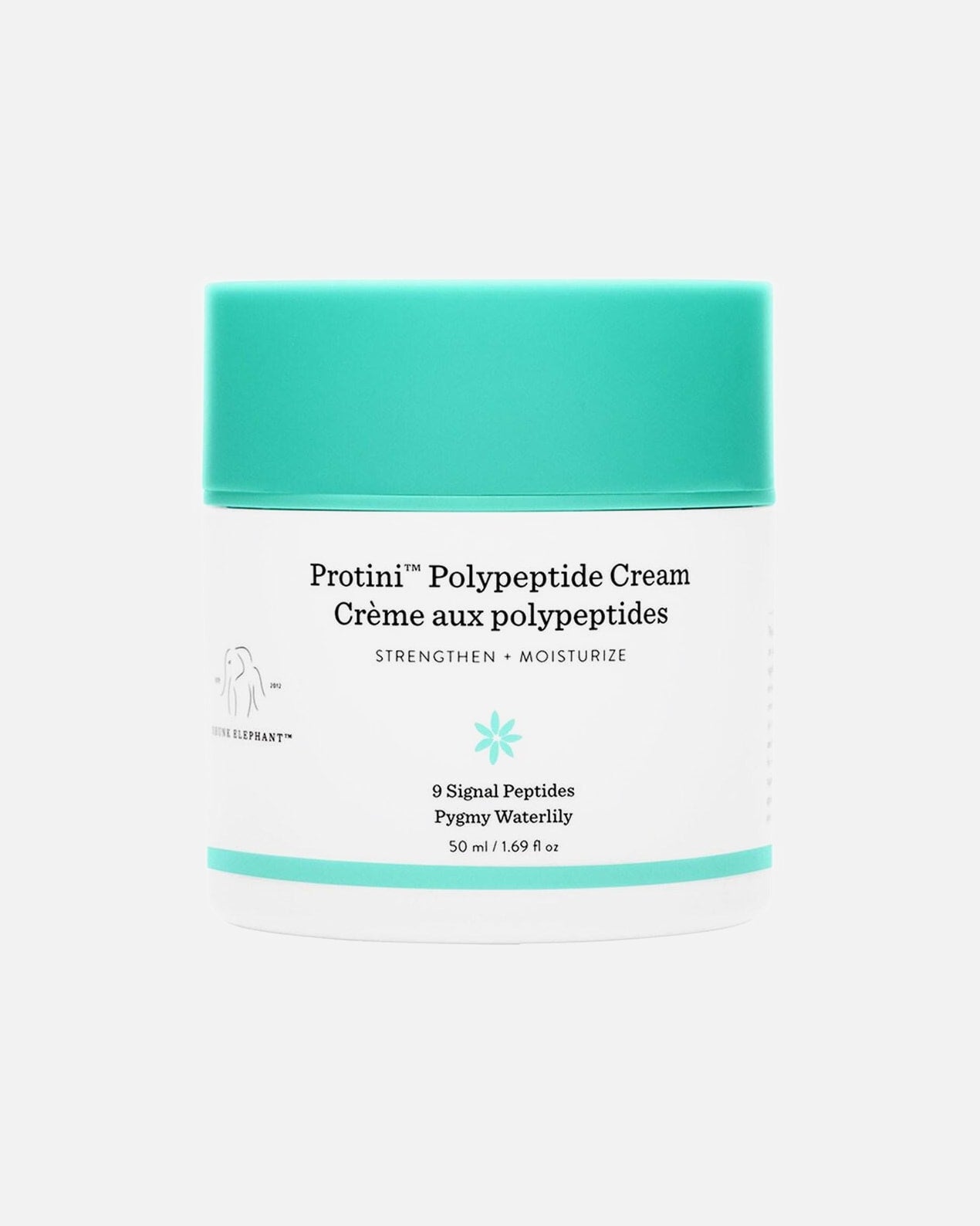 Jar of Protini Polypeptide Cream with teal lid on a white background