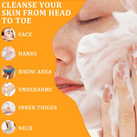 Thumbnail for Advertisement for skin cleansing routine with a close-up of a person washing their face on an orange background.