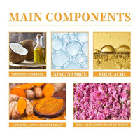 Thumbnail for Main components of a skincare product displayed with images and labels.