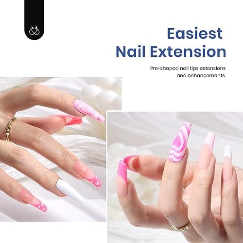 Beetles Gel Polish Beetles Gel Nail Kit | Easy Nail Extension Set with 500Pcs Soft Gel Nail Tips