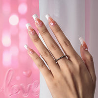 Thumbnail for btartboxnails BTArtboxnails French Gel Nail Tips - French Tip Press on Nails Pink Long Square XCOATTIPS Pre-applied Tip Primer & Base Coat, No Need to File Fake Nails for Nail Art DIY