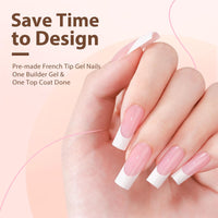 Thumbnail for btartboxnails BTArtboxnails French Gel Nail Tips - French Tip Press on Nails Pink Long Square XCOATTIPS Pre-applied Tip Primer & Base Coat, No Need to File Fake Nails for Nail Art DIY