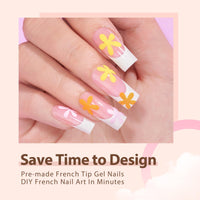 Thumbnail for btartboxnails BTArtboxnails French Gel Nail Tips - French Tip Press on Nails Pink Long Square XCOATTIPS Pre-applied Tip Primer & Base Coat, No Need to File Fake Nails for Nail Art DIY