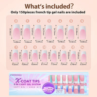 Thumbnail for btartboxnails BTArtboxnails French Gel Nail Tips - French Tip Press on Nails Pink Long Square XCOATTIPS Pre-applied Tip Primer & Base Coat, No Need to File Fake Nails for Nail Art DIY