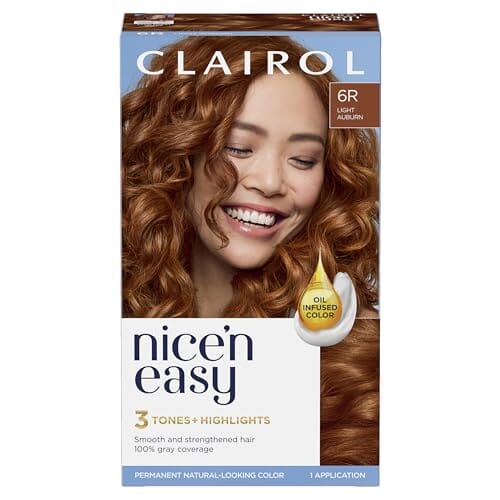 Clairol Clairol Nice'n Easy Permanent Hair Dye, 6R Light Auburn Hair Color, Pack of 1