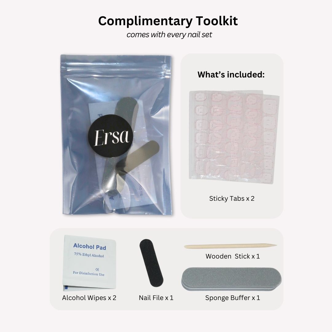 Complimentary toolkit included with nail set, featuring Ersa packaging and various tools.