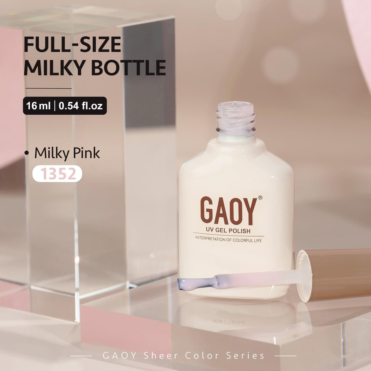 GAOY GAOY Sheer Light Pink Gel Nail Polish, 16ml Jelly Milky White Peach Translucent Color 1352 UV Light Cure Gel Polish for Nail Art DIY Manicure and Pedicure at Home