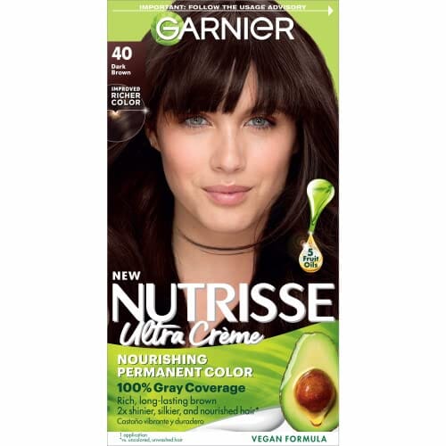 Garnier Garnier Hair Color Nutrisse Nourishing Creme, 40 Dark Brown (Dark Chocolate) Permanent Hair Dye, 1 Count (Packaging May Vary)