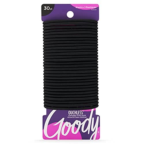 GOODY GOODY Womens Ouchless Braided Elastics, Black, 30 Count