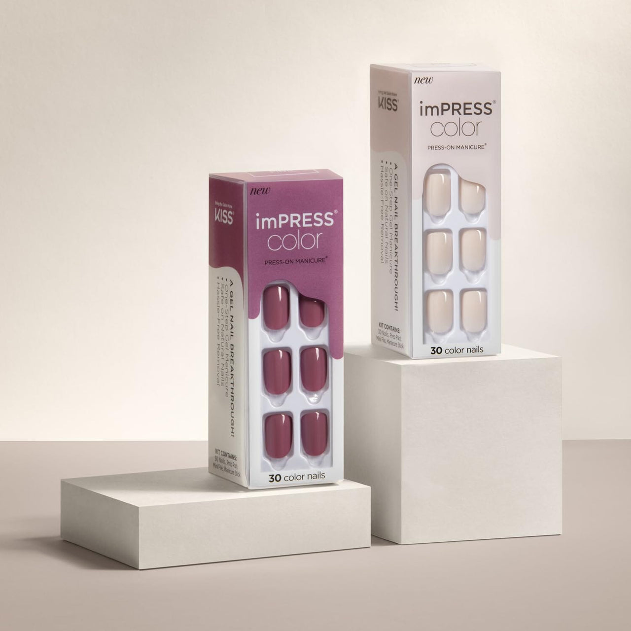 imPRESS imPRESS KISS No Glue Mani Press On Nails, Color, 'Point Pink', Pink, Short Size, Squoval Shape, Includes 30 Nails, Prep Pad, Instructions Sheet, 1 Manicure Stick, 1 Mini File