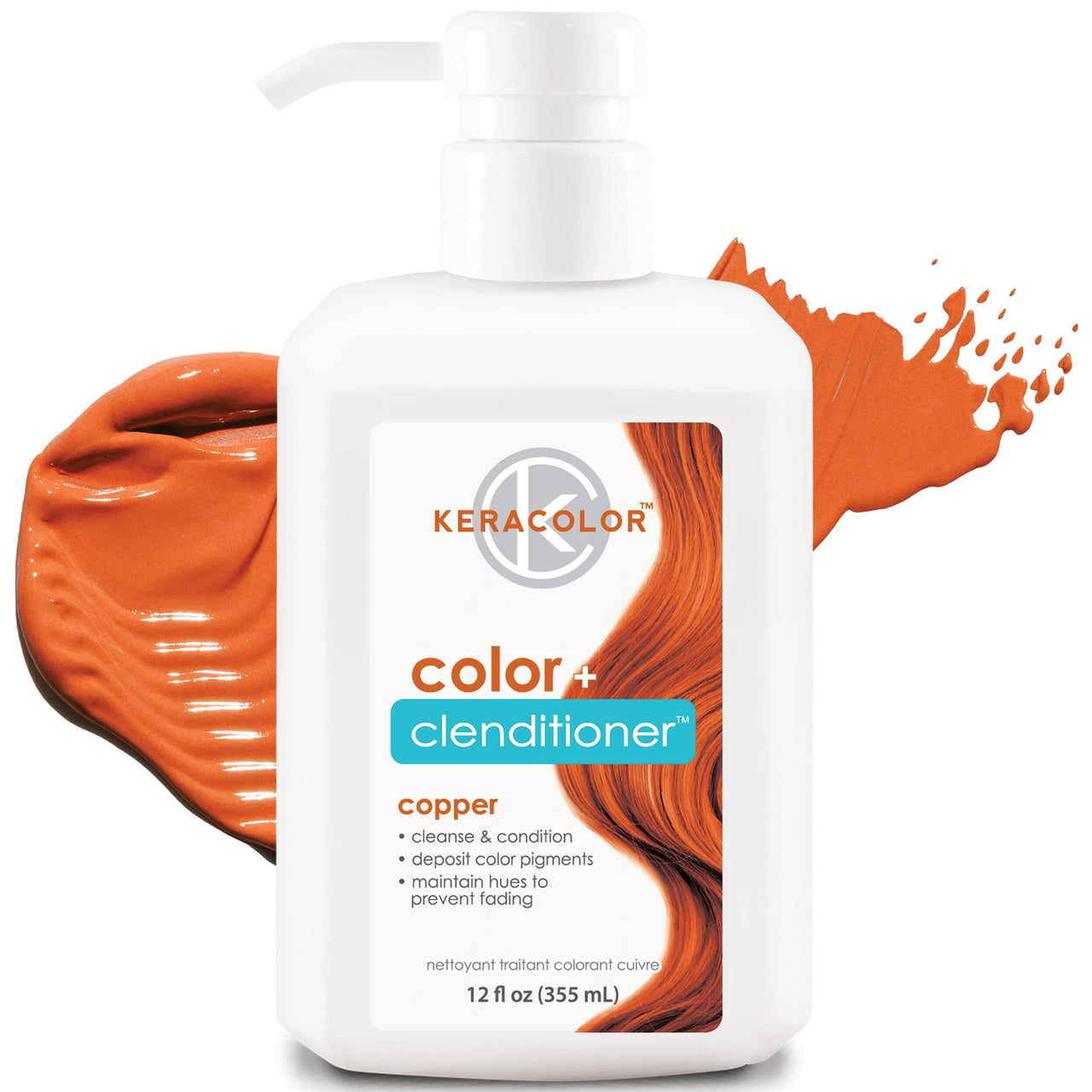 KERACOLOR Keracolor Clenditioner Color Depositing Conditioner - Hair Glaze Colorwash, Copper, 12 Fl Oz
