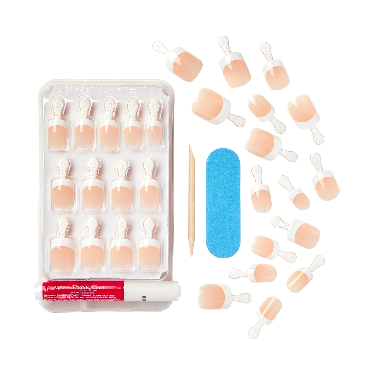 KISS KISS Everlasting Press On Nails, Nail glue included, Endless', French, Real Short Size, Squoval Shape, Includes 28 Nails, 2g Glue, 1 Manicure Stick, 1 Mini file