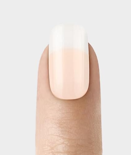 KISS KISS Salon Acrylic Press On Nails, Nail glue included, Cashmere', French, Medium Size, Squoval Shape, Includes 28 Nails, 2g Glue, 1 Manicure Stick, 1 Mini file