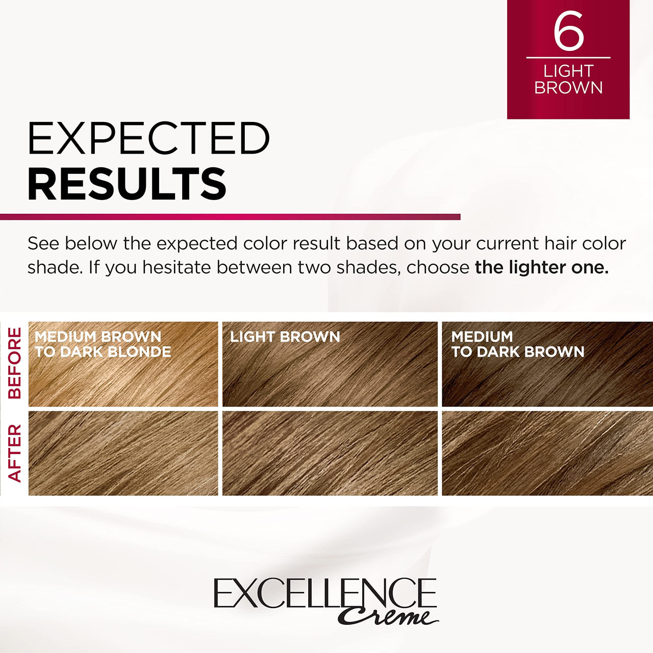L’Oréal Paris Hair Dye 6 Light Brown L'Oreal Paris Excellence Creme Permanent Hair Color, 6 Light Brown
