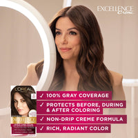 Thumbnail for L'Oreal Paris L'Oreal Paris Excellence Creme Permanent Hair Color, 4 Dark Brown, 100 percent Gray Coverage Hair Dye, Pack of 1