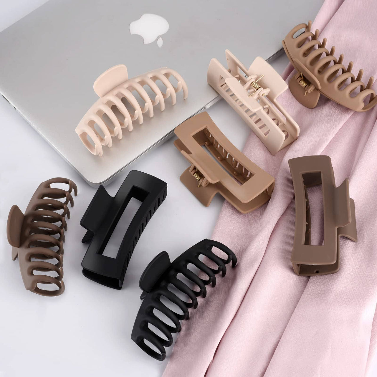 LuSeren LuSeren Hair Clips for Women 4.3 Inch Large Hair Claw Clips for Women Thin Thick Curly Hair, Big Matte Banana Clips,Strong Hold jaw clips,Neutral Colors