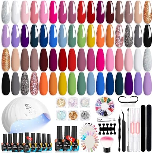 MEFA MEFA 56 Pcs Gel Nail Polish Kit with U V Light, 32 Colors