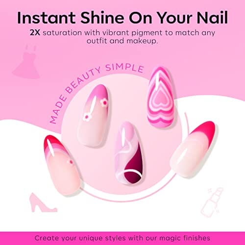 modelones modelones Pink Gel Nail Polish Set 6 Colors, Hot Pink Tones Neon Pink Shades Magenta Sakura Light Soft to Dark Nail Art Design for Women Girls Salon DIY Home Manicure Kit Valentine's Day Nails Gift