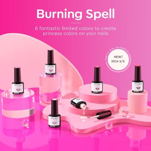 modelones modelones Pink Gel Nail Polish Set 6 Colors, Hot Pink Tones Neon Pink Shades Magenta Sakura Light Soft to Dark Nail Art Design for Women Girls Salon DIY Home Manicure Kit Valentine's Day Nails Gift