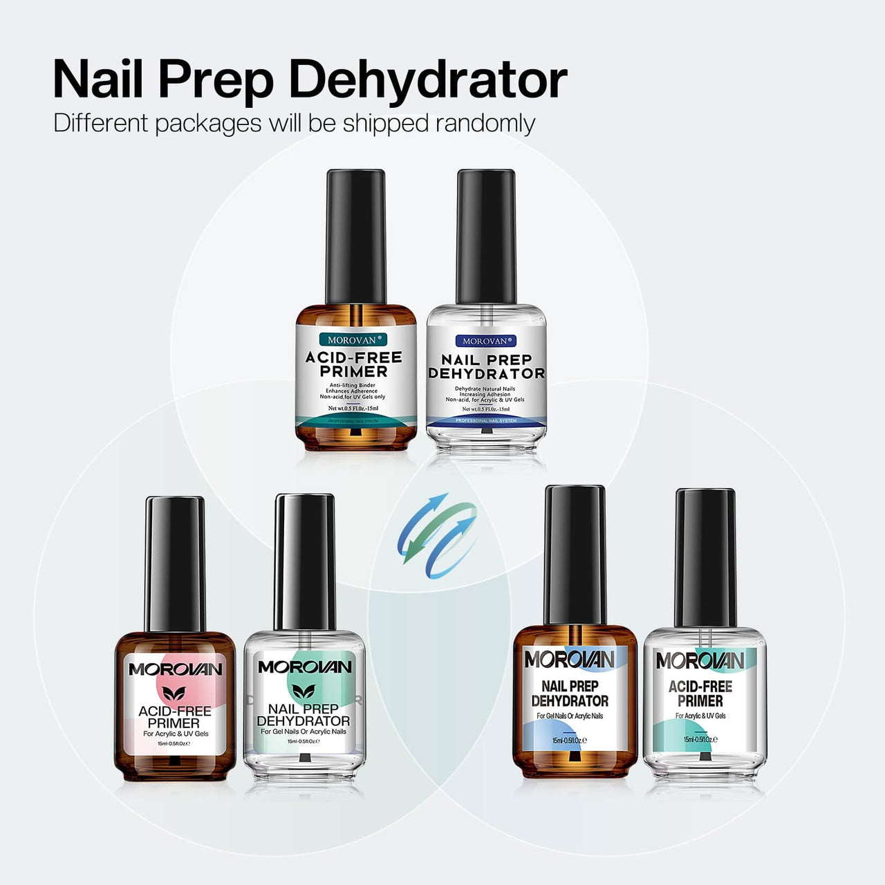 Morovan Morovan Professional Natural Nail Prep Dehydrate and Acid-Free Primer, Dehydrator for Acrylic and Gel Nail Polish, Non Acid Primer for UV Gels Fast Dry Superior Bonding Agent Gift Box Set