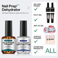 Thumbnail for Morovan Morovan Professional Natural Nail Prep Dehydrate and Acid-Free Primer, Dehydrator for Acrylic and Gel Nail Polish, Non Acid Primer for UV Gels Fast Dry Superior Bonding Agent Gift Box Set