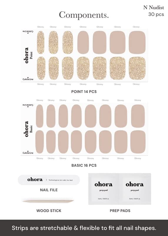 ohora Ohora Semi Cured Gel Nail Strips (N Nudist)&nbsp;