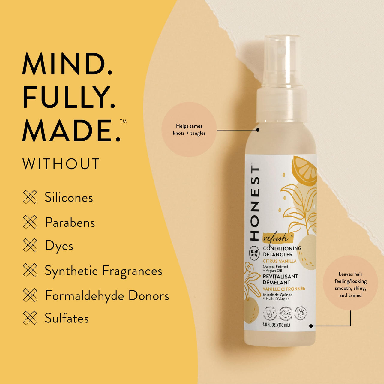 The Honest Company Hair Care Conditioning Hair Detangler | Leave-in Conditioner + Fortifying Spray |The Honest Company